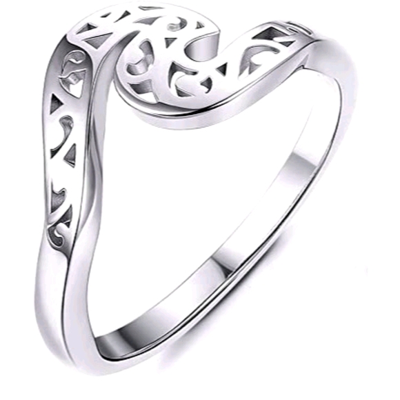 Stainless Steel Jewelry - Stainless Steel 316L Wave Style Ring Size 7